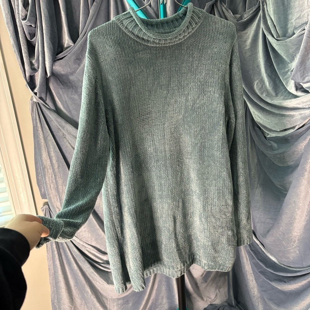 Vintage emily rose chenille knit oversized blue sweater size small - Picture 6 of 7
